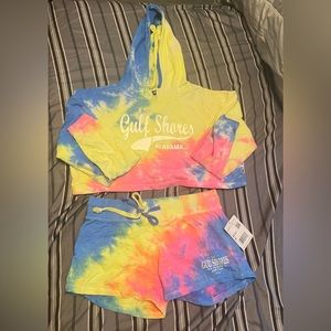 Gulf Shores, Alabama Tie Dye Ladies Crop Top & Tie Dye Ladies Shorts
